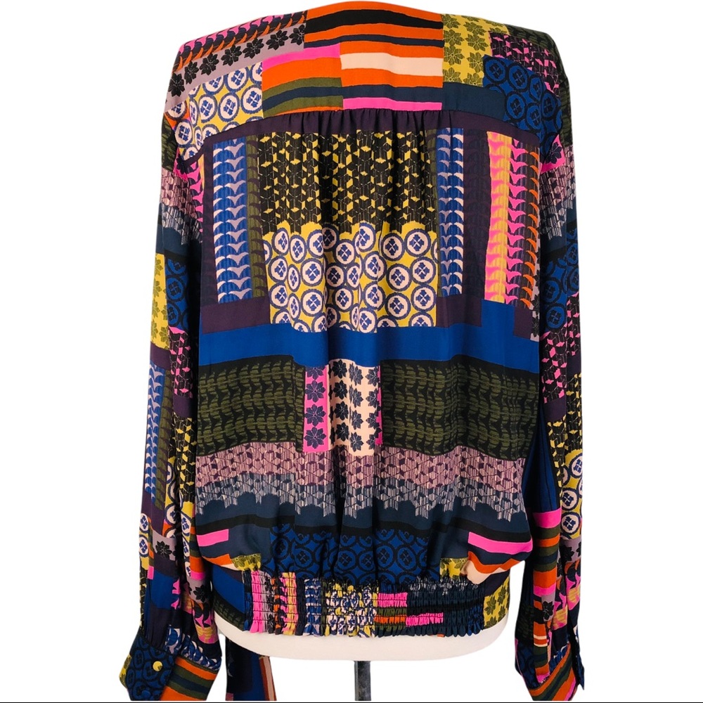 Colorful Patchwork Wrap Top - Picture 3 of 10